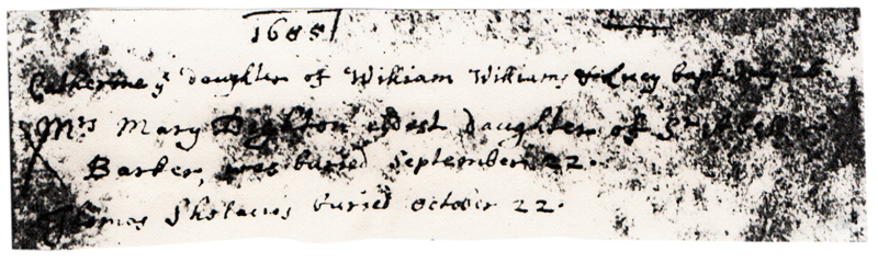 Thomas Shelacres (Shellaker) was buried in Lyndon churchyard October 22nd 1685