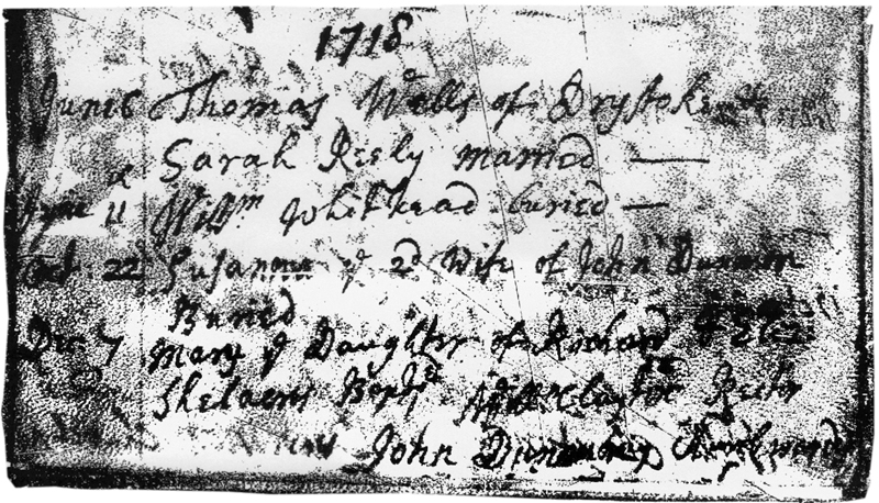  1718 - Mary the Daughter of Richard & Elizabeth Shelacres (Shellaker) was baptised