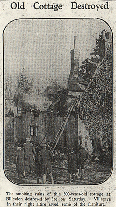 1931 - Cottage Destroyed at Billesdon
