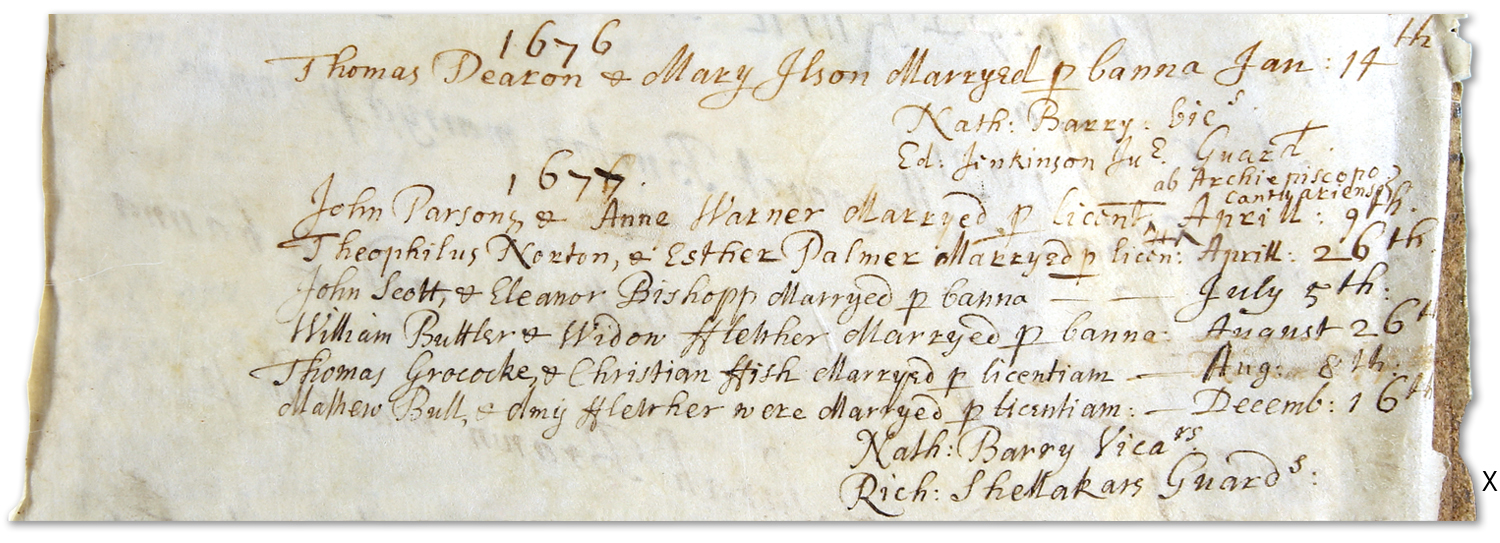 Loddington -1677 - Richard Shellakars (Shellaker) officiating as a Churchwarden at weddings